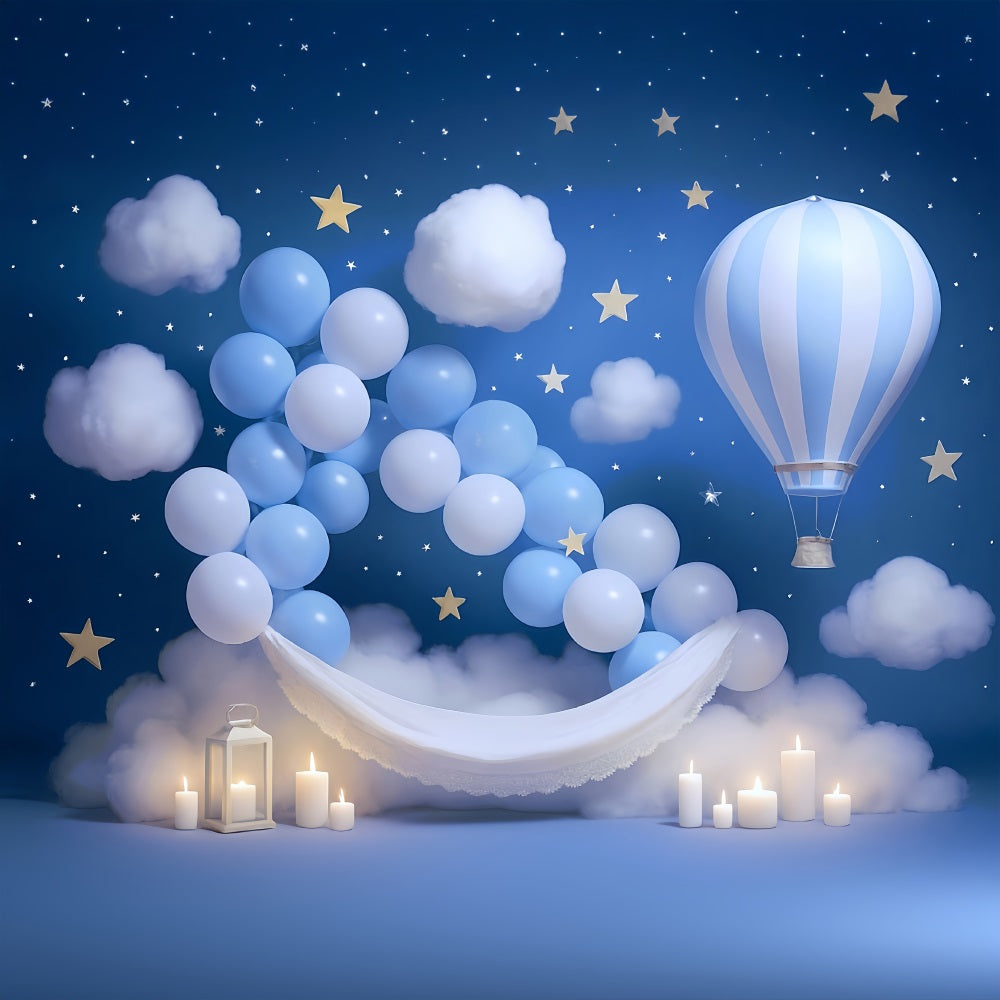 Toile de fond Nouveau-né Ciel Bleu Ballons Nuages MRR9-15