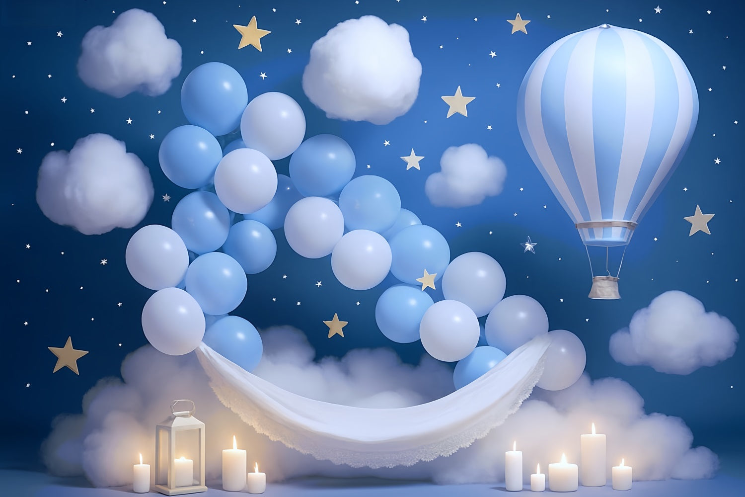Toile de fond Nouveau-né Ciel Bleu Ballons Nuages MRR9-15