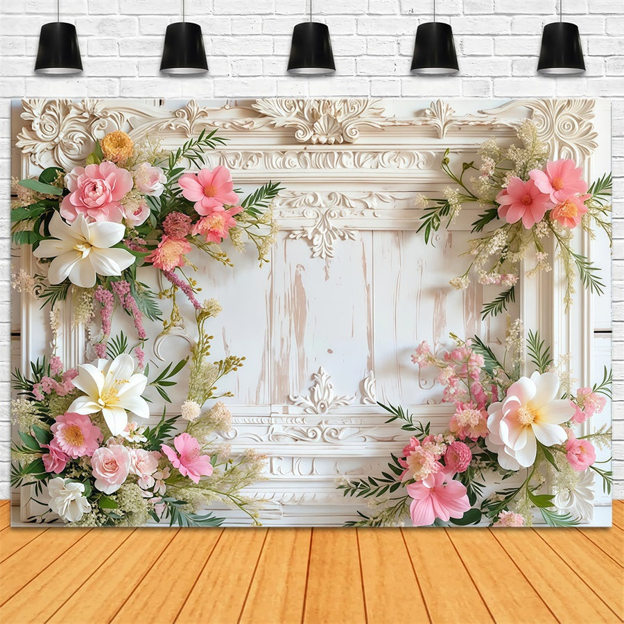 Toile de fond Vintage Cadre Classique Guirlande de Fleurs MRR9-19