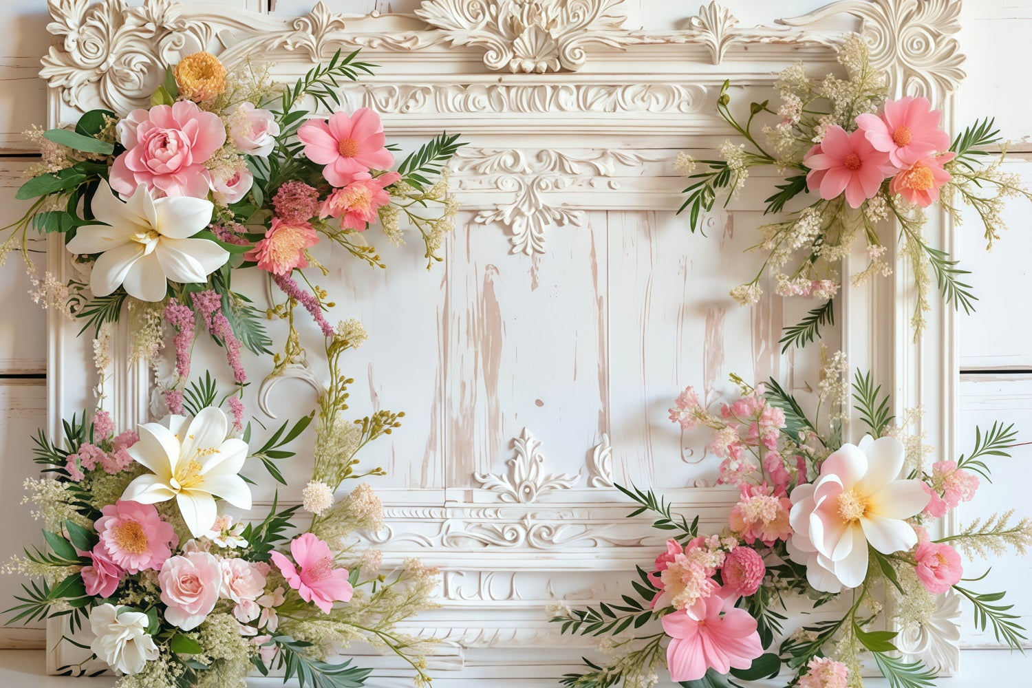 Toile de fond Vintage Cadre Classique Guirlande de Fleurs MRR9-19