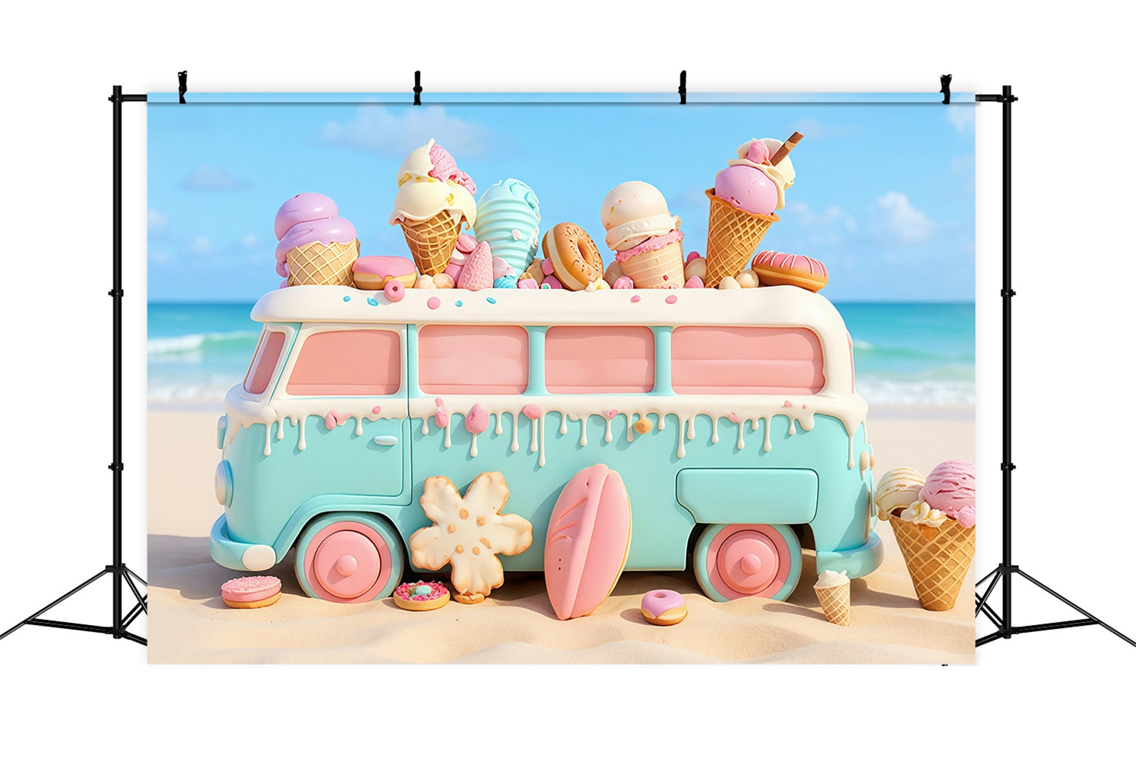 Toile de fond Enfants Camion Glace Pastel Bonbons MRR9-20