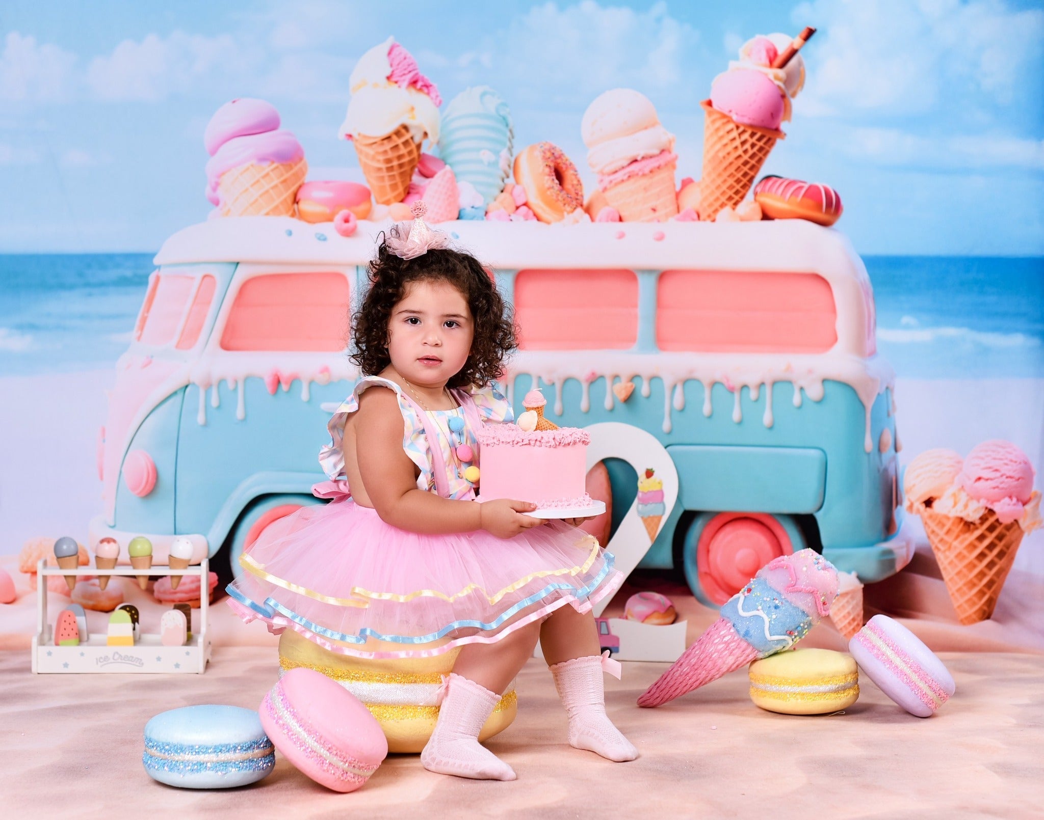 Toile de fond Enfants Camion Glace Pastel Bonbons MRR9-20
