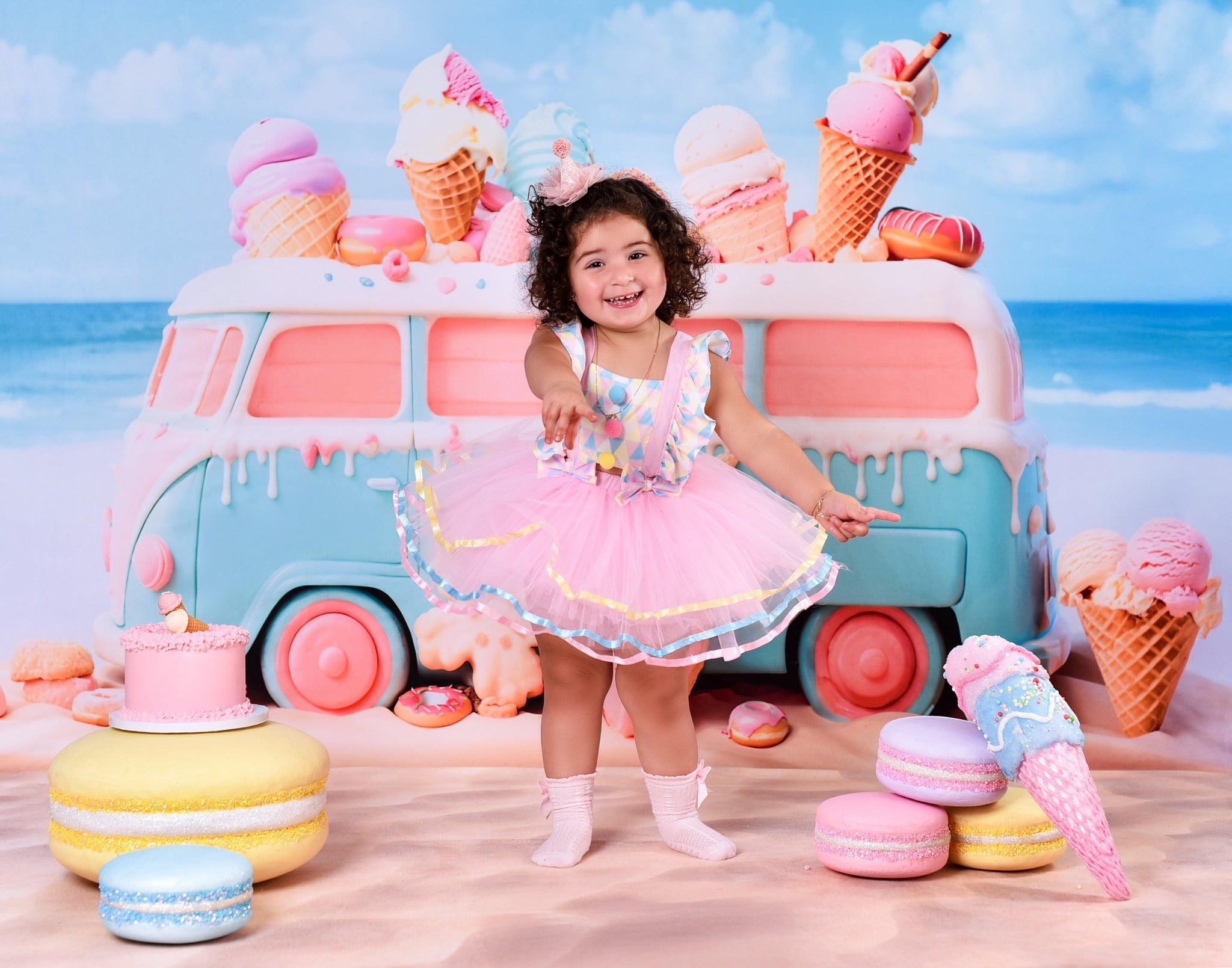 Toile de fond Enfants Camion Glace Pastel Bonbons MRR9-20