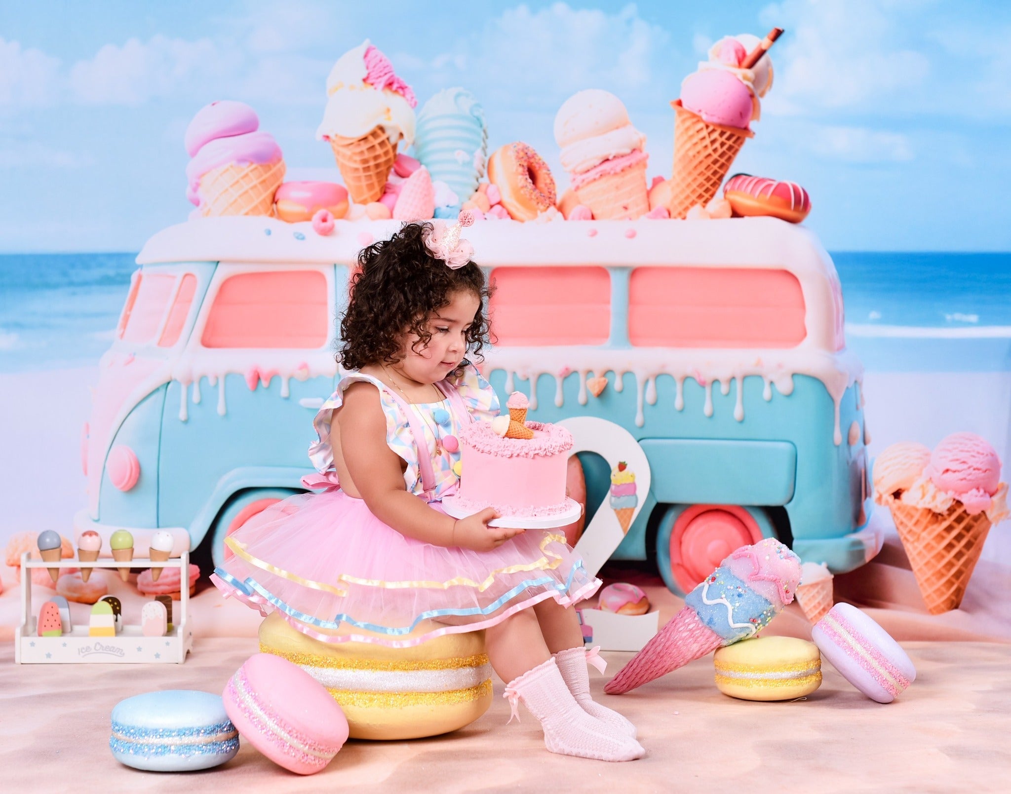 Toile de fond Enfants Camion Glace Pastel Bonbons MRR9-20