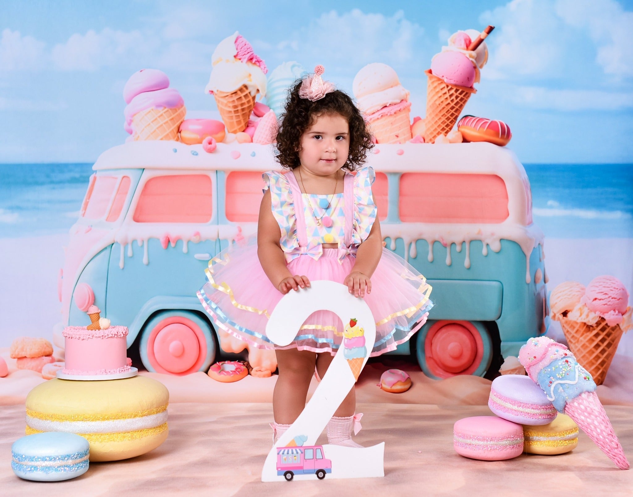 Toile de fond Enfants Camion Glace Pastel Bonbons MRR9-20