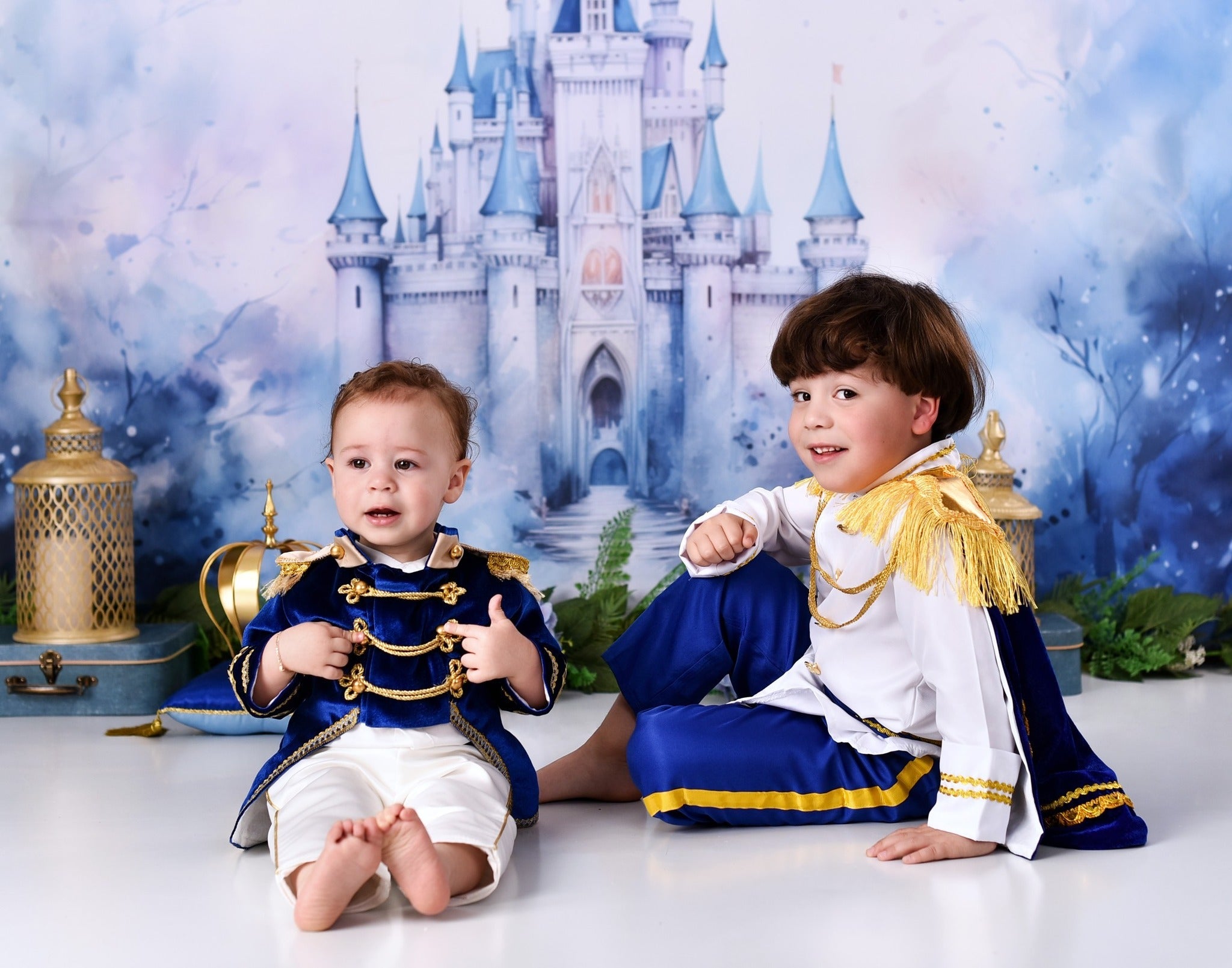 Toile de fond Bébé Tours Bleues Château Conte de Fées MRR9-23
