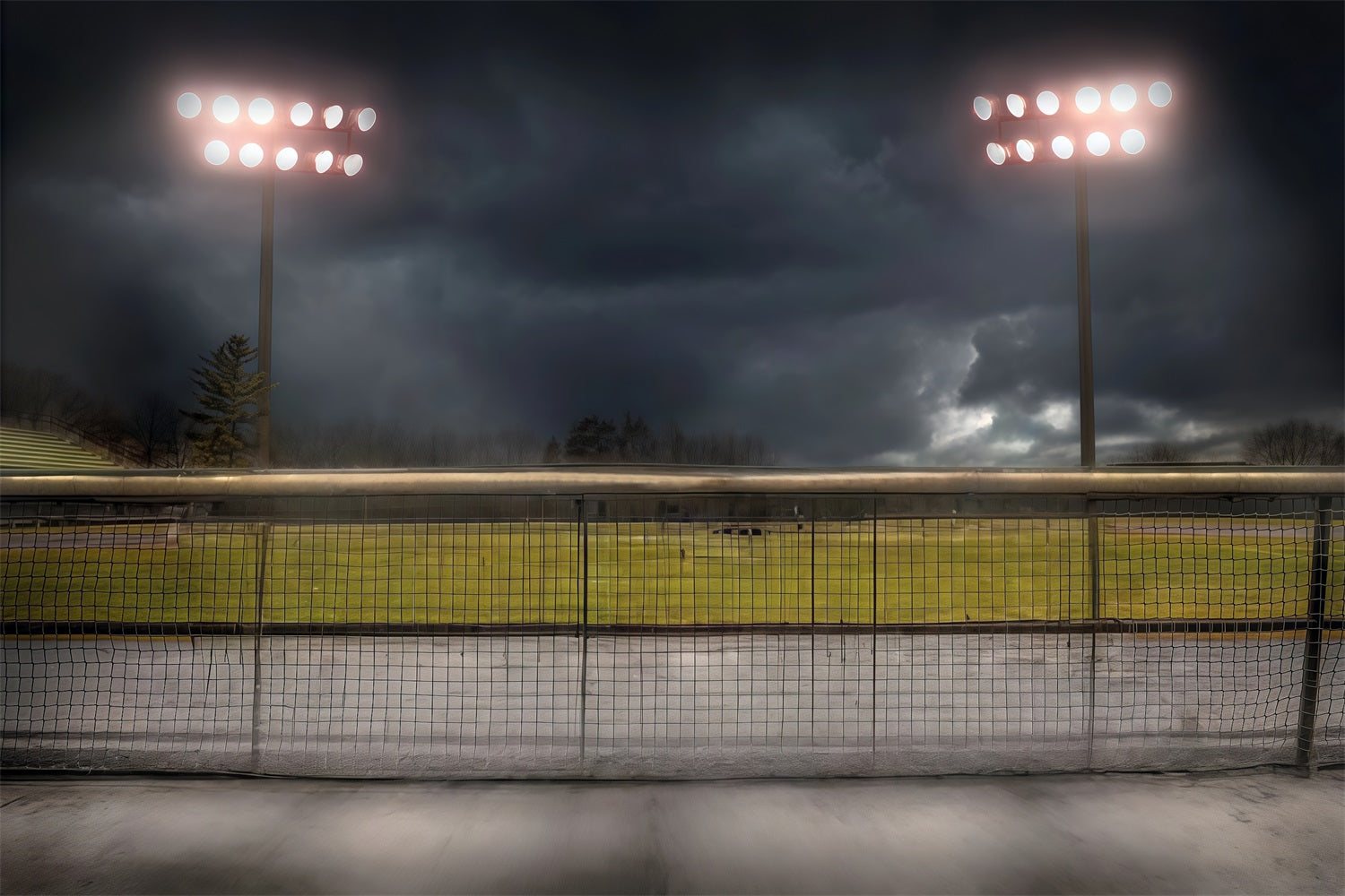 Toile de fond Sport Terrain de Football Stade Ciel Sombre MRR9-32