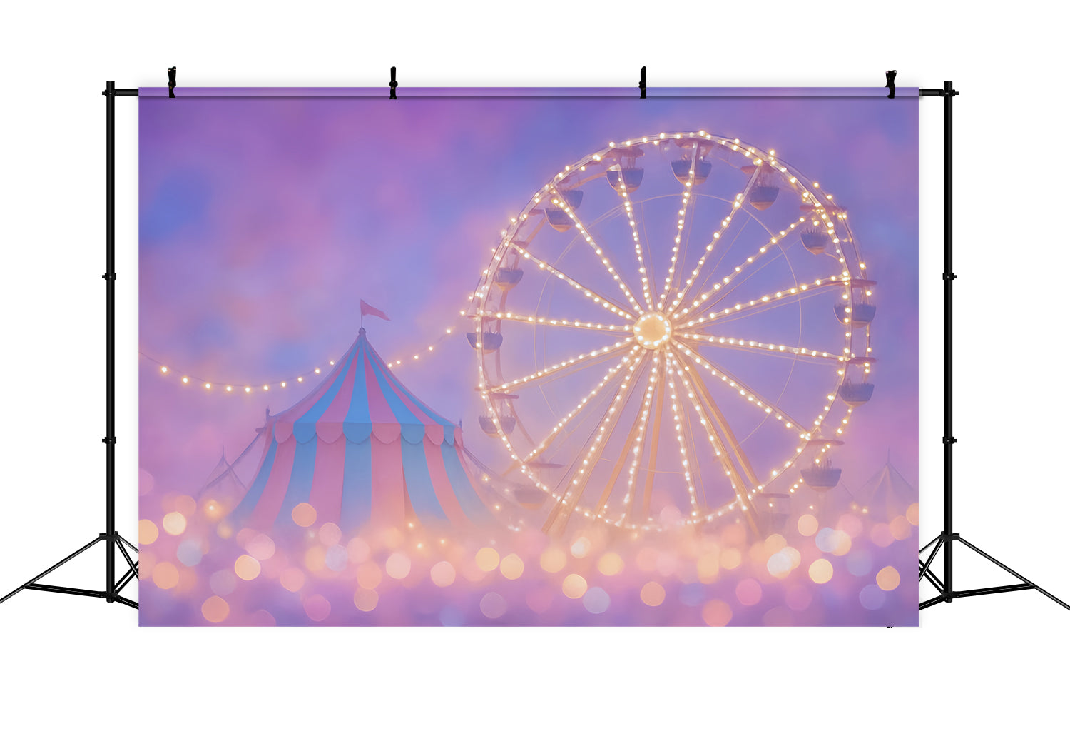Toile de fond Cirque Carnaval Grande Roue Chapiteau Lumières Enfants MRR9-35