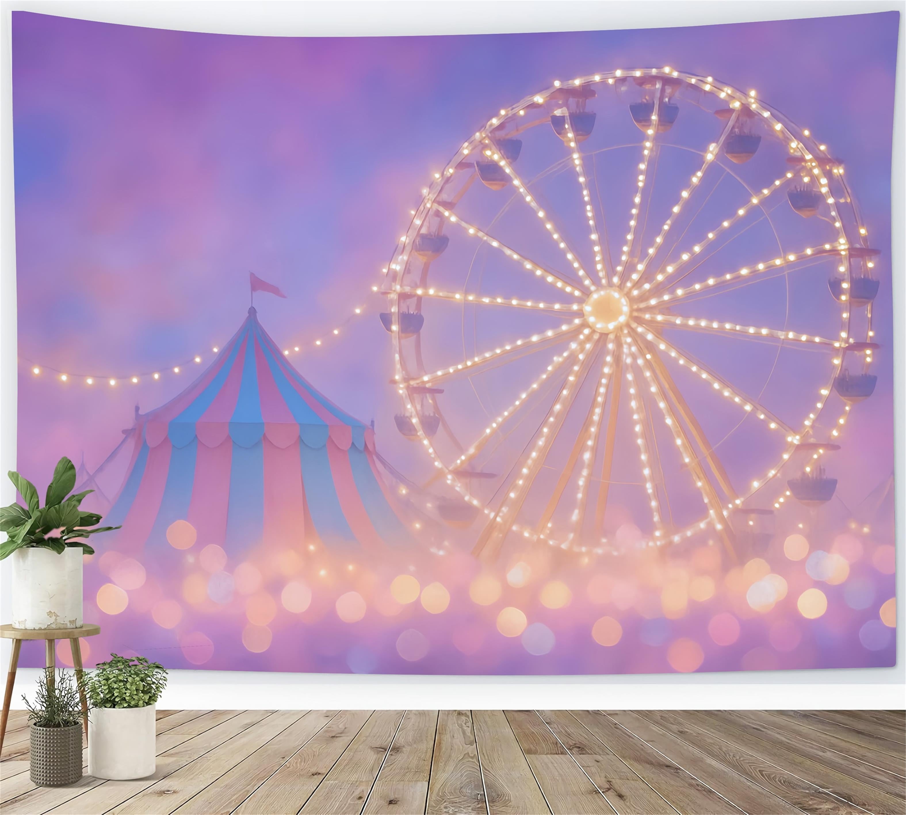 Toile de fond Cirque Carnaval Grande Roue Chapiteau Lumières Enfants MRR9-35