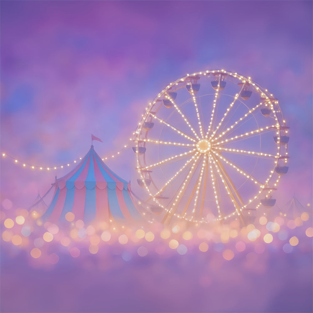 Toile de fond Cirque Carnaval Grande Roue Chapiteau Lumières Enfants MRR9-35