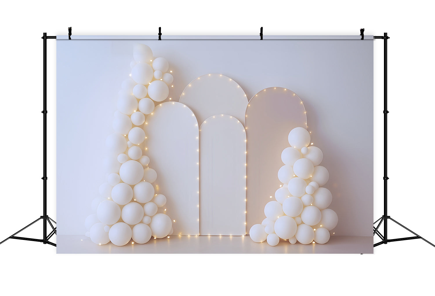 Toile de fond Smash Cake Minimaliste Arche Ballons Blancs Anniversaire MRR9-36