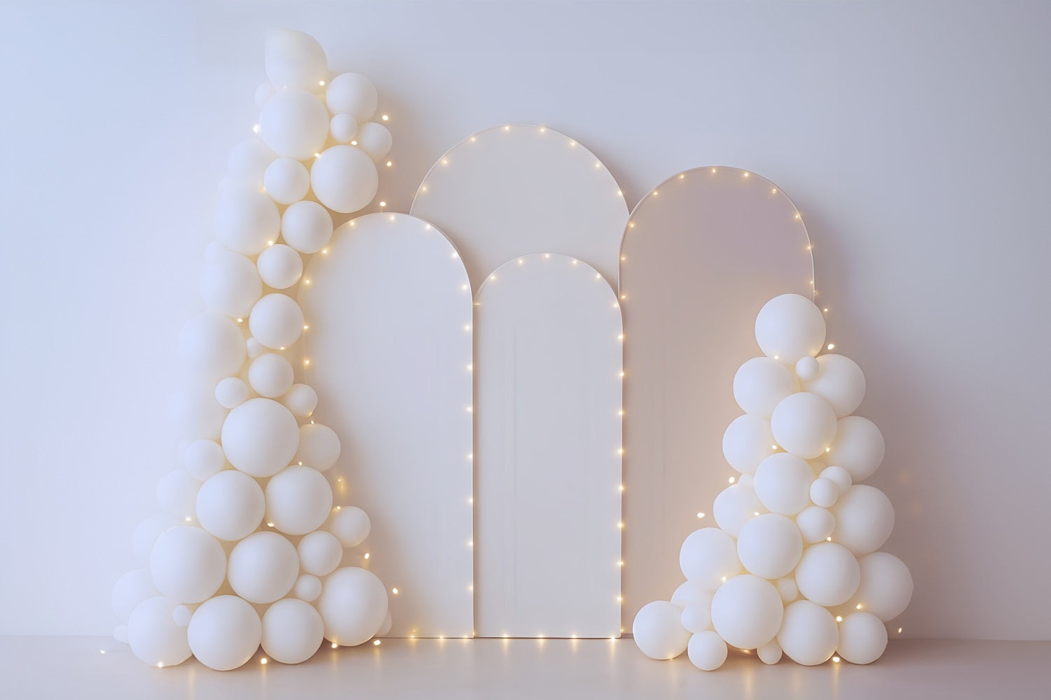 Toile de fond Smash Cake Minimaliste Arche Ballons Blancs Anniversaire MRR9-36