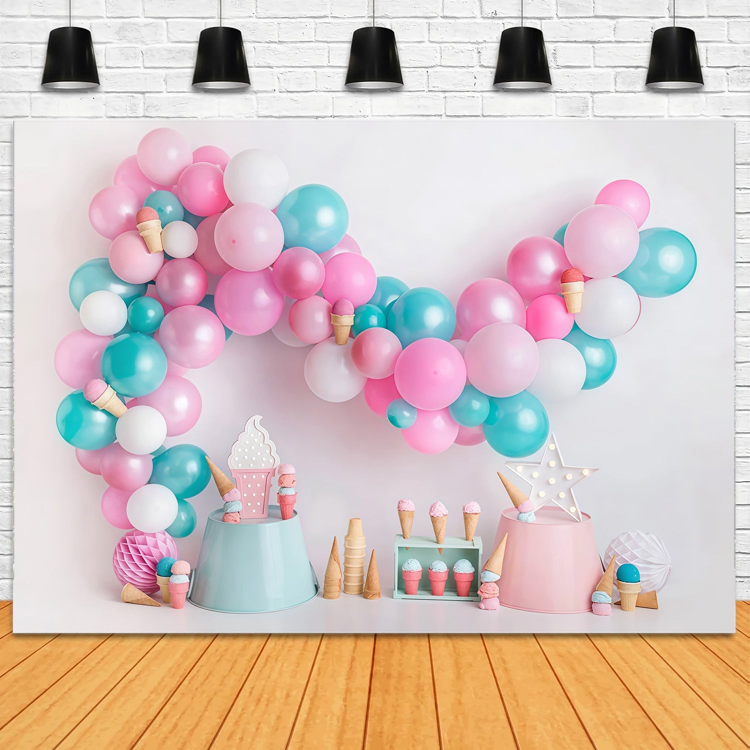 Toile de fond Smash Cake Bonbons Ballons Glace Fête Anniversaire MRR9-42