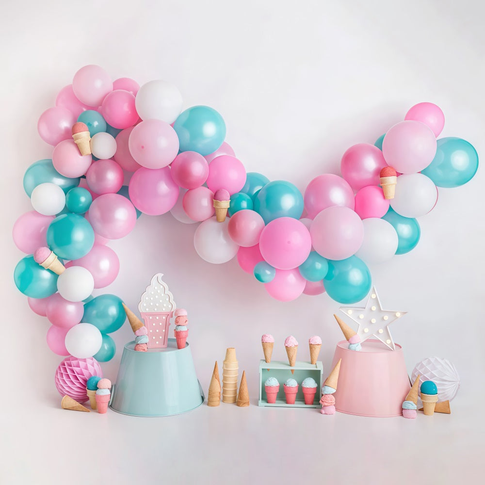 Toile de fond Smash Cake Bonbons Ballons Glace Fête Anniversaire MRR9-42
