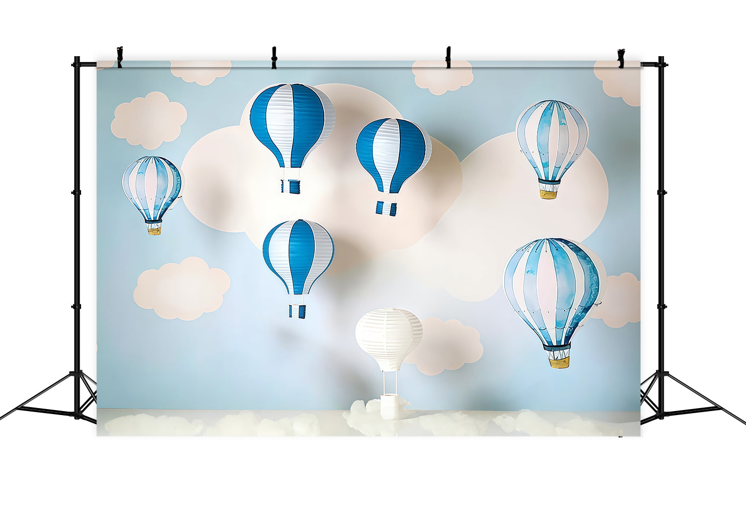 Toile de fond Nouveau-Né Nuages Bleus Montgolfières Enfants Photo MRR9-47