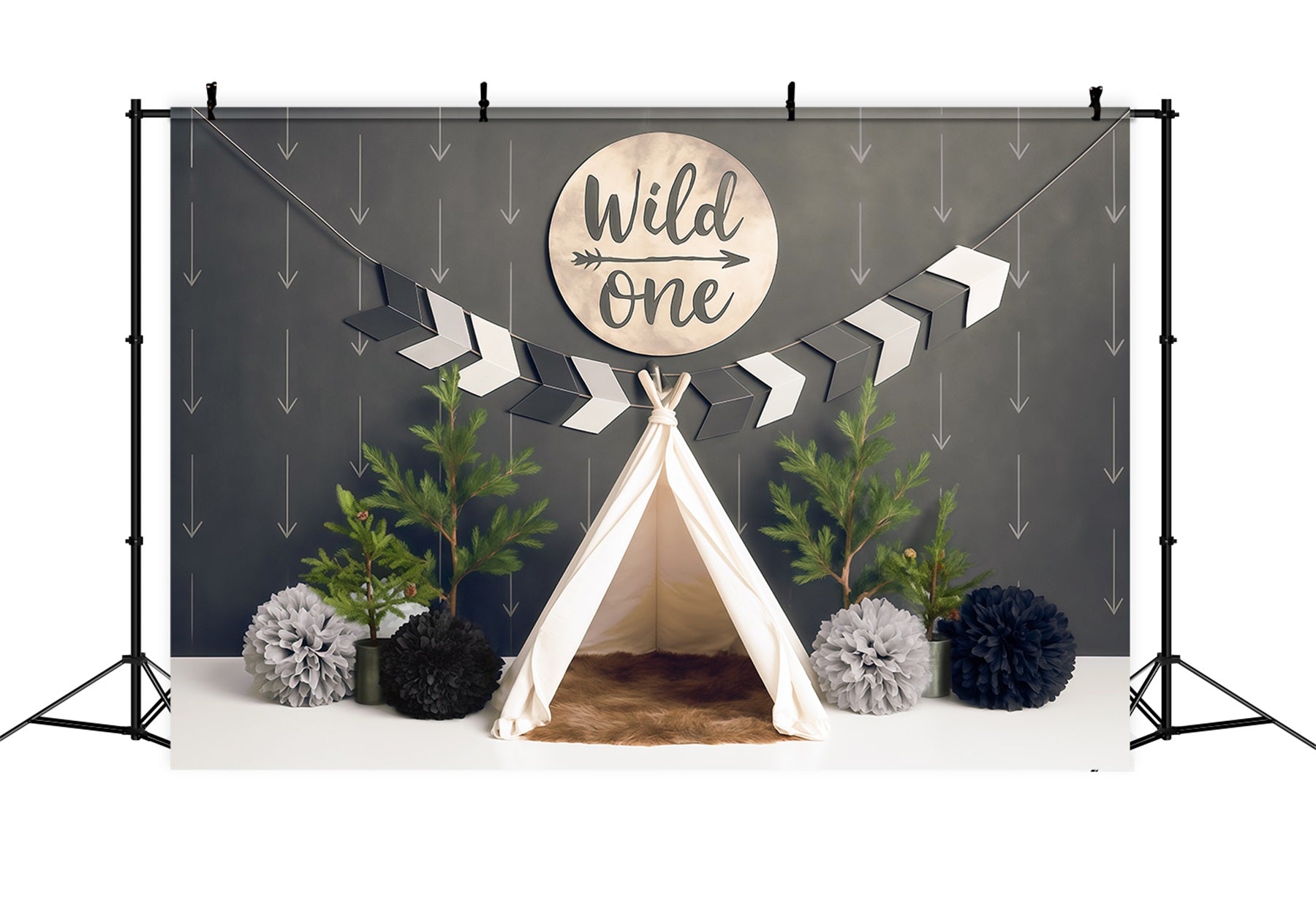 Toile de fond Anniversaire 1er Anniversaire Tipi Aventure Sauvage MRR9-5