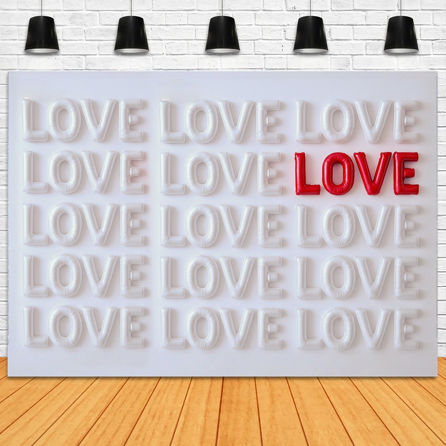 Toile de fond Saint-Valentin Lettres d’Amour Blanches Rouges MRR9-53