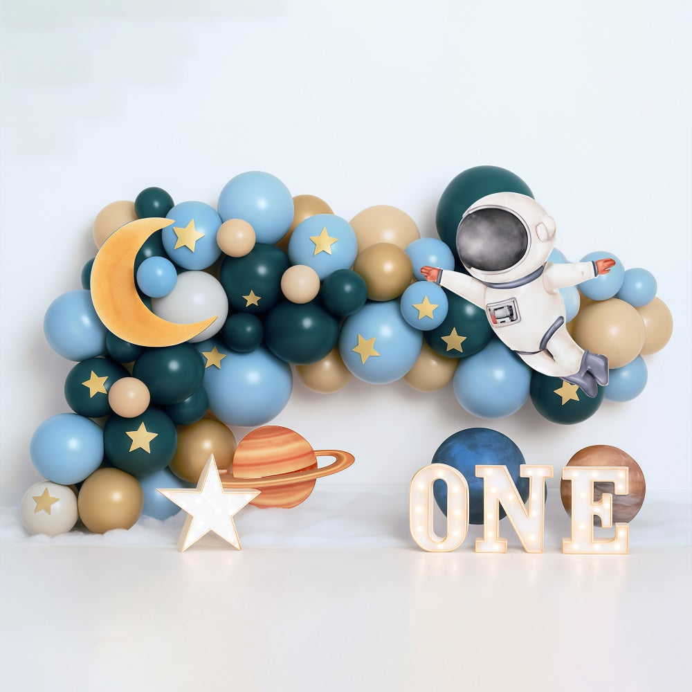 Toile de fond 1er Anniversaire Astronaute Espace Aventure Ballons Smash Cake MRR9-58