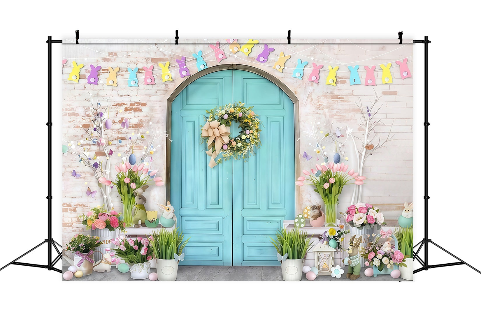Toile de fond Pâques Lapin Pastel Porte de Pâques Décor MRR9-7