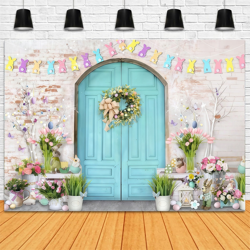 Toile de fond Pâques Lapin Pastel Porte de Pâques Décor MRR9-7