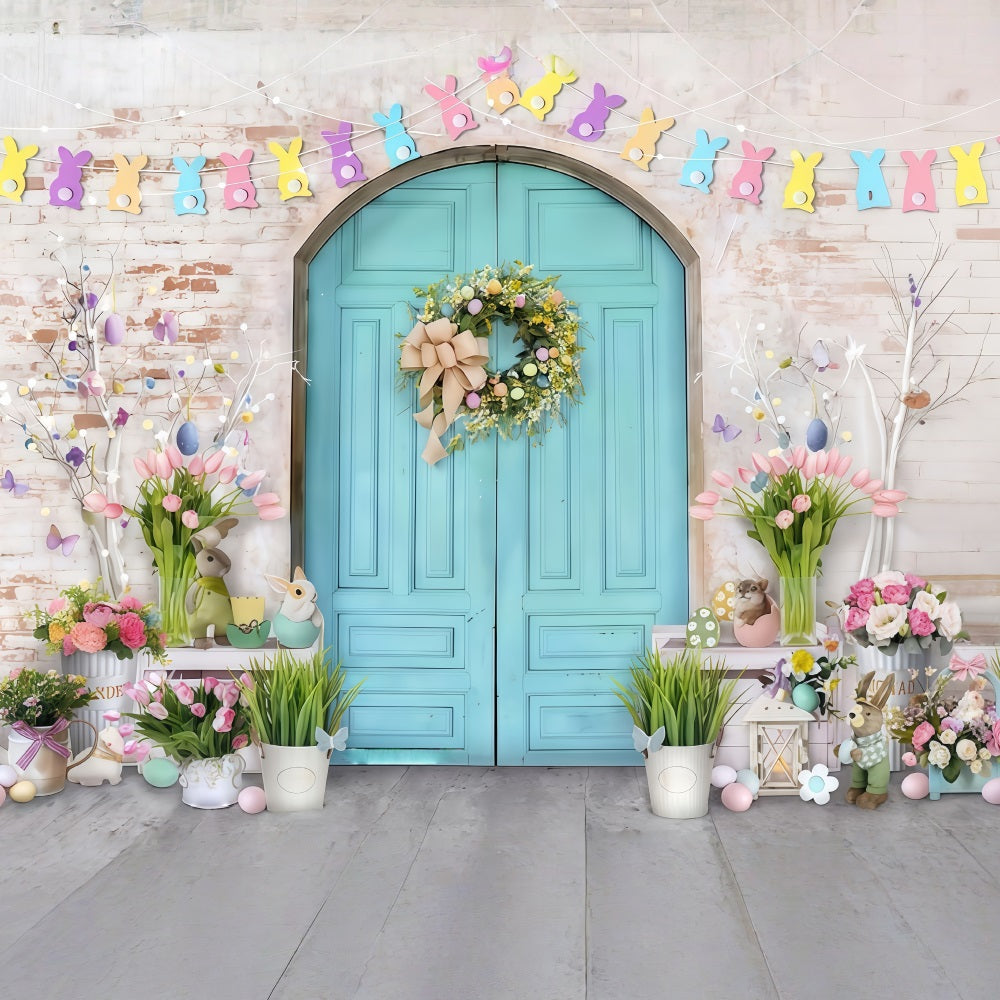 Toile de fond Pâques Lapin Pastel Porte de Pâques Décor MRR9-7