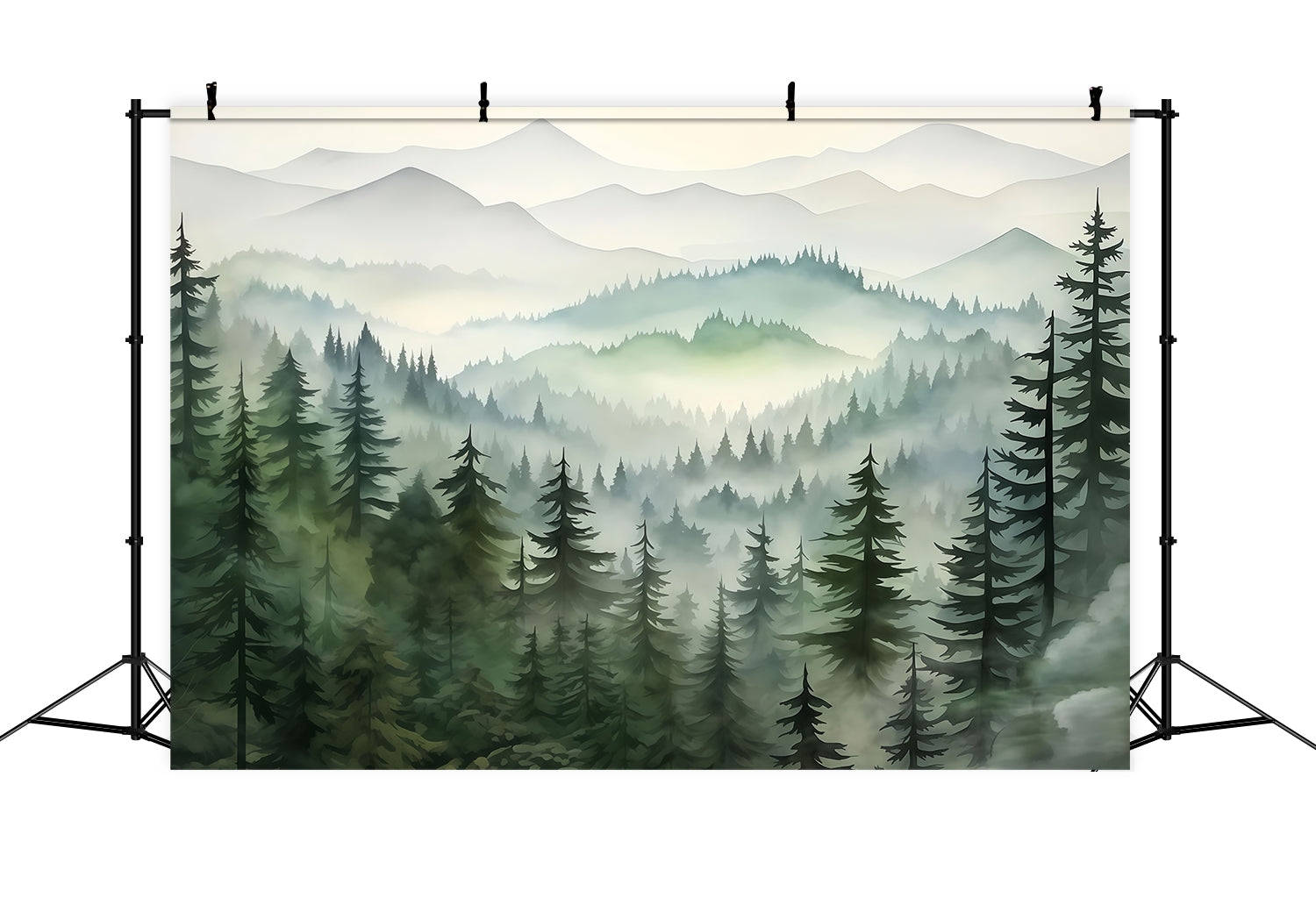 Toile de fond Forêt Montagnes Brume Couches Paysage Forêt MRR9-74