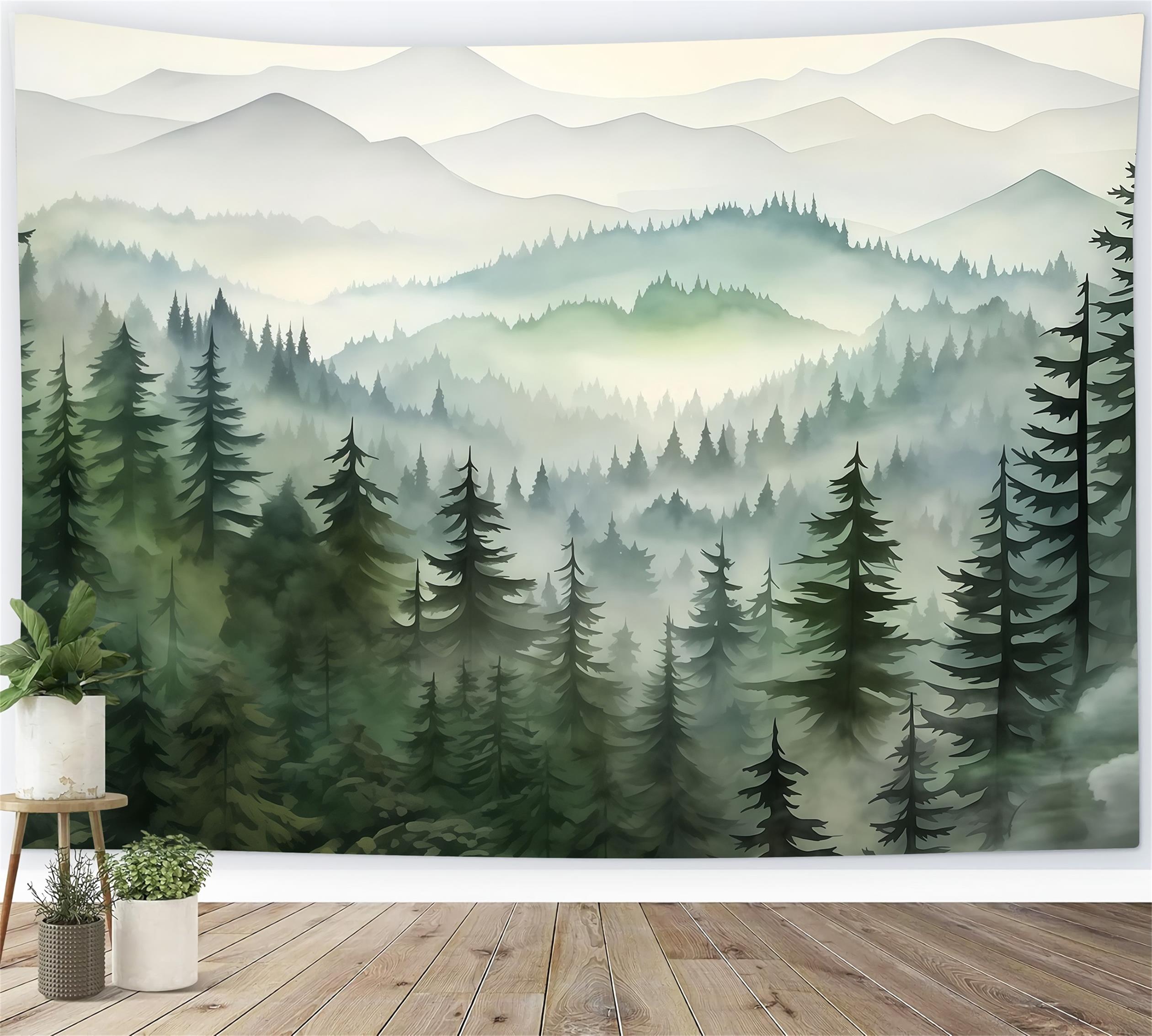 Toile de fond Forêt Montagnes Brume Couches Paysage Forêt MRR9-74