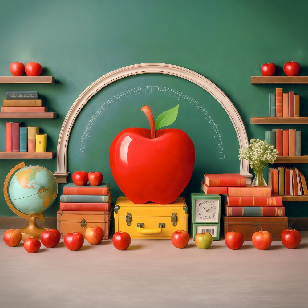 Toile de fond École Pomme Rouge Géante Salle de Classe Rentrée MRR9-76