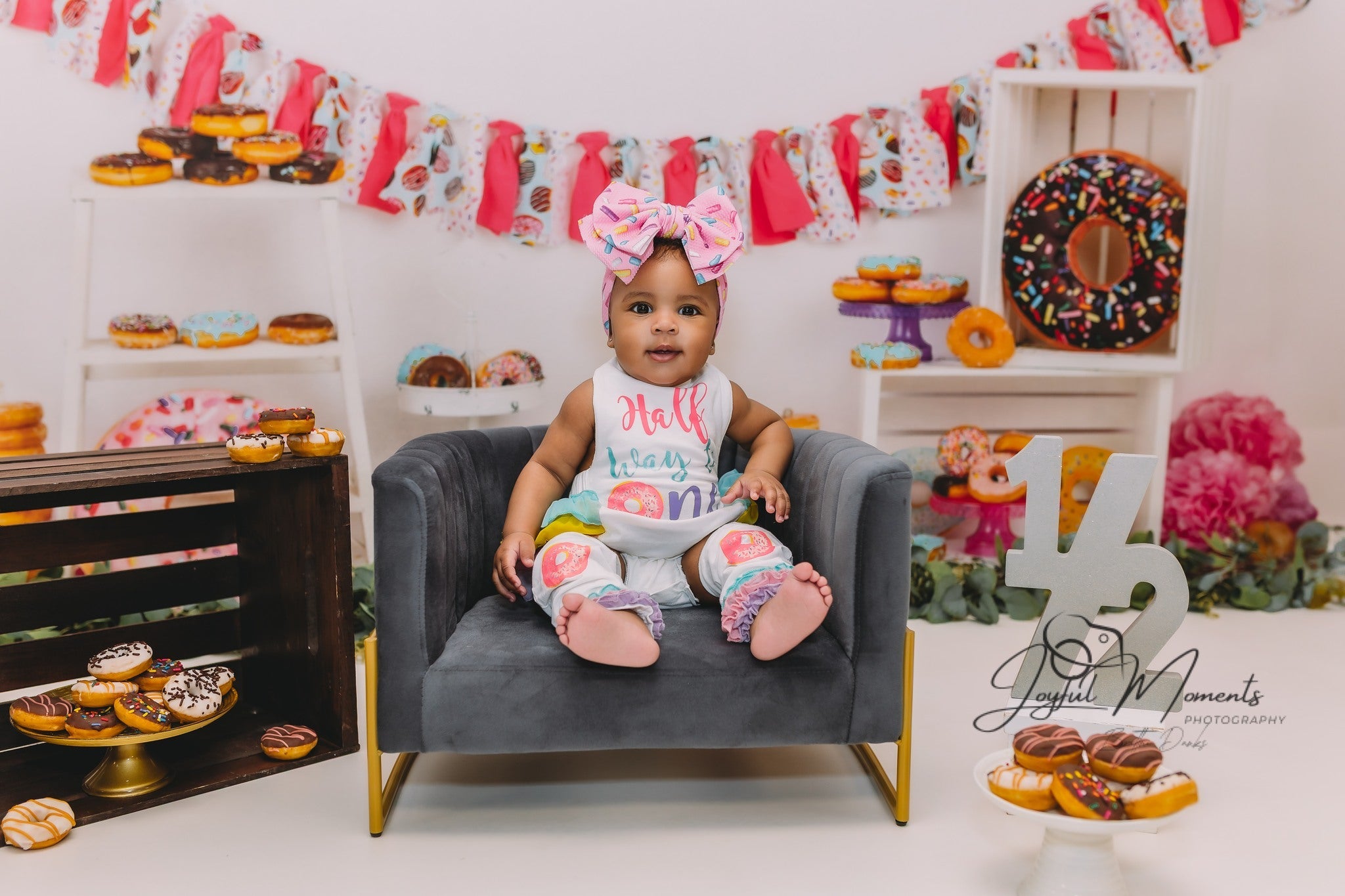 Toile de fond Anniversaire Gâteau Donuts Colorés Fête Dessert MRR9-8