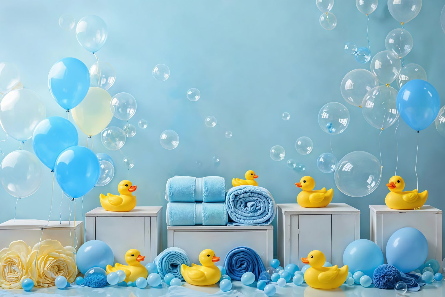 Toile de fond Enfants Ballons Bleus Canard Bulle Nouveau-Né MRR9-83