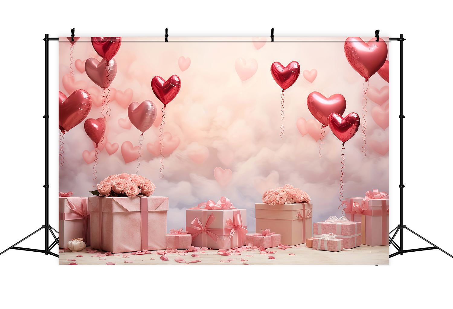 Toile de fond Saint-Valentin Ballons Cœur Romantiques Cadeaux Photographie MRR9-86