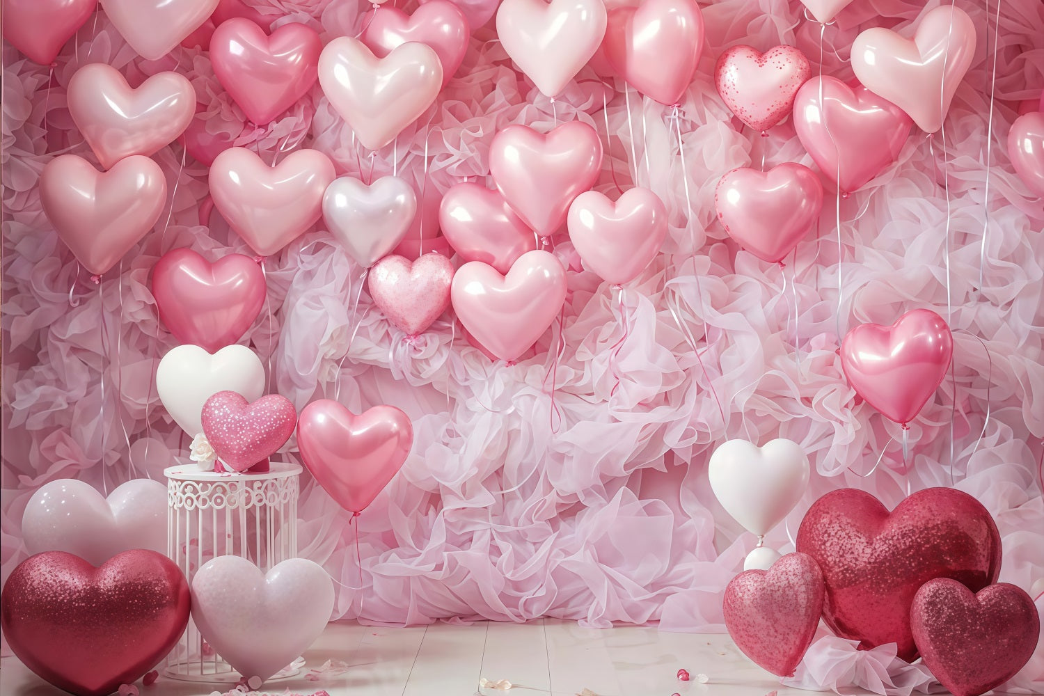 Toile de fond Saint-Valentin Mur Ballons Cœur Roses Saint-Valentin MRR9-88
