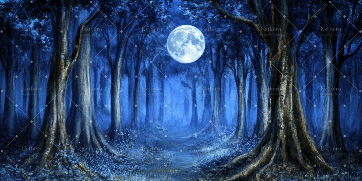 Toile de fond Theatre Forêt au Clair de Lune CSH59-T27