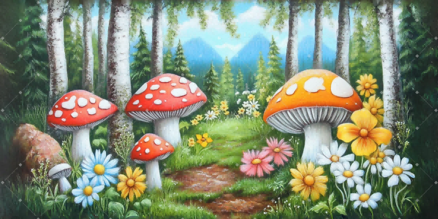 Fond de Scene Forêt de Champignons CSH59-T15