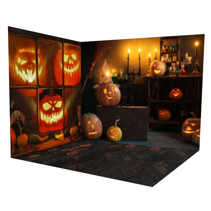 Ensemble de chambre d'Halloween avec citrouilles Fantômes et lanternes ROOM11