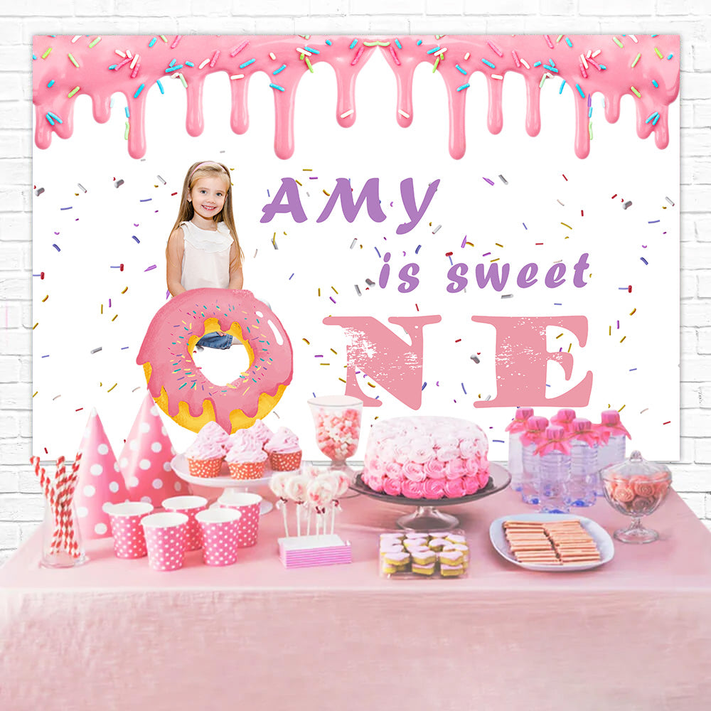 Toile de fond Anniversaire Personnalisé Donuts Pastel et Confettis RR1-19