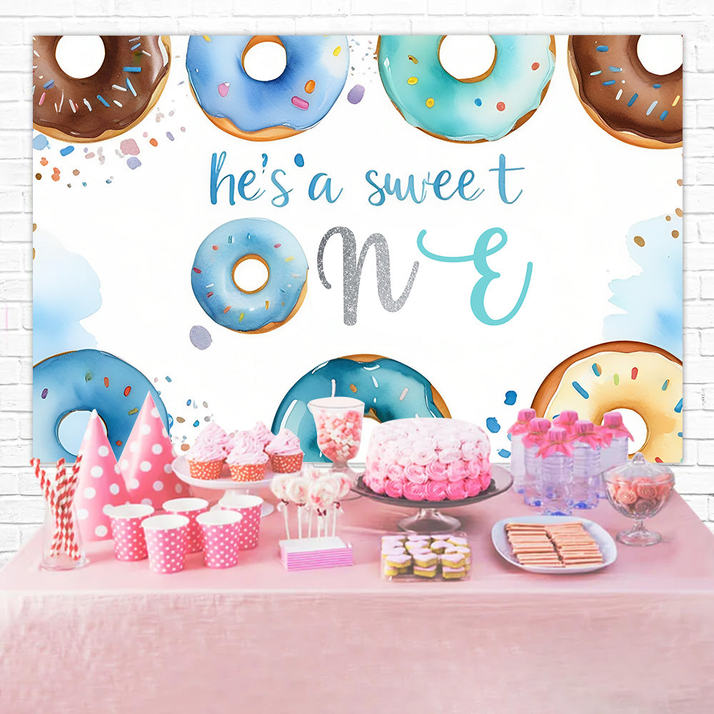 Toile de fond Anniversaire Personnalisable 1er Sweet One Donut et Confettis RR1-25