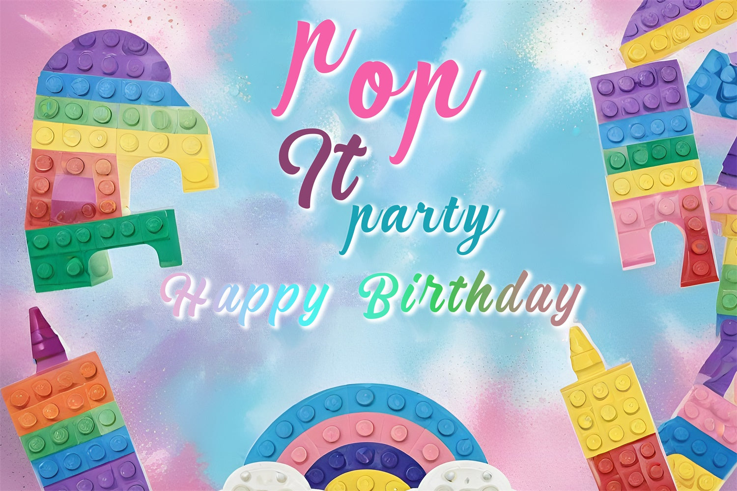 Toile de fond Anniversaire Personnalisé Pop It Blocks Happy RR1-26