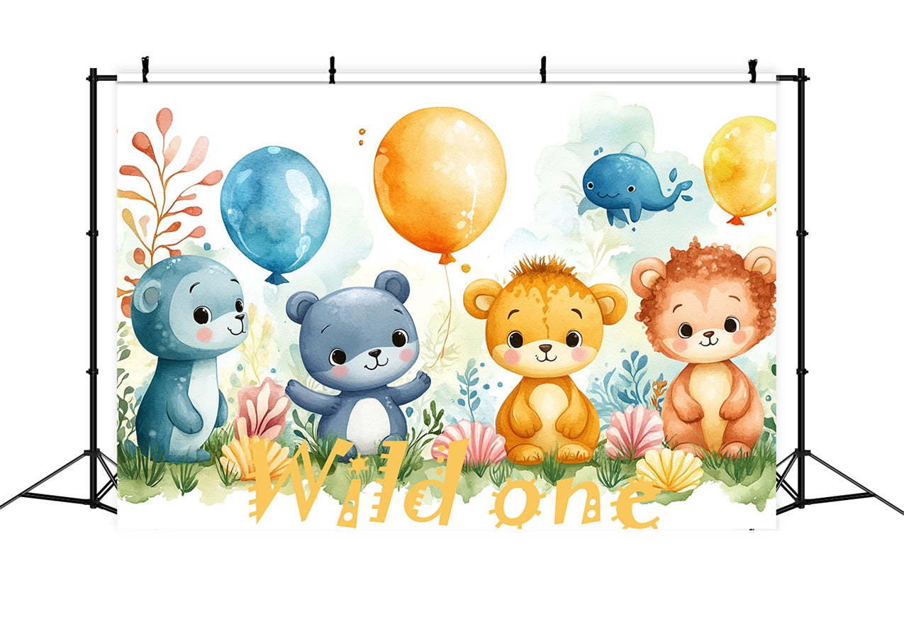 Fond Ballon Joyeux Anniversaire Personnalisée Animaux RR1-39