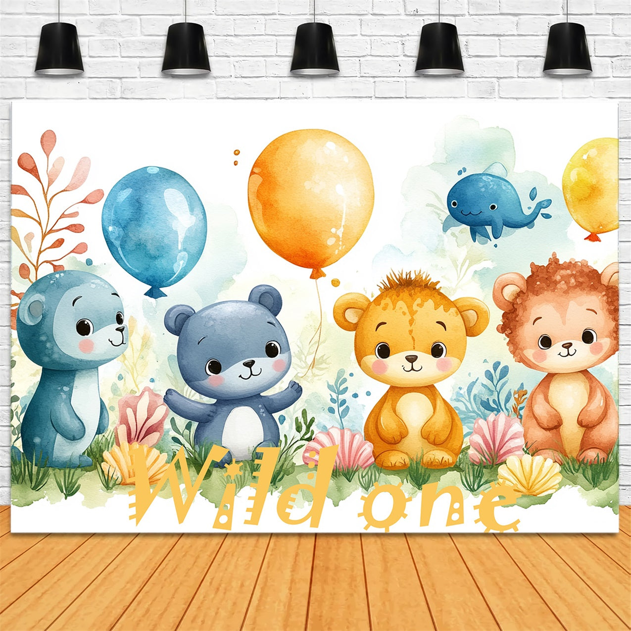 Fond Ballon Joyeux Anniversaire Personnalisée Animaux RR1-39