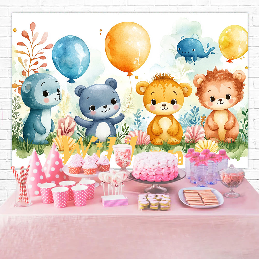 Fond Ballon Joyeux Anniversaire Personnalisée Animaux RR1-39