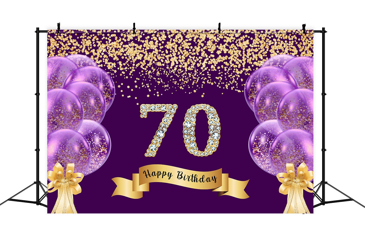 Fond Anniversaire Personnalisée Ballons Pailletés Joyeux 70 Ans RR1-50