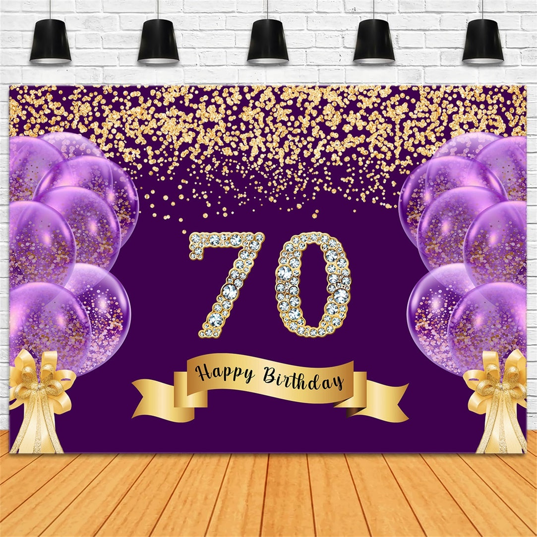 Fond Anniversaire Personnalisée Ballons Pailletés Joyeux 70 Ans RR1-50