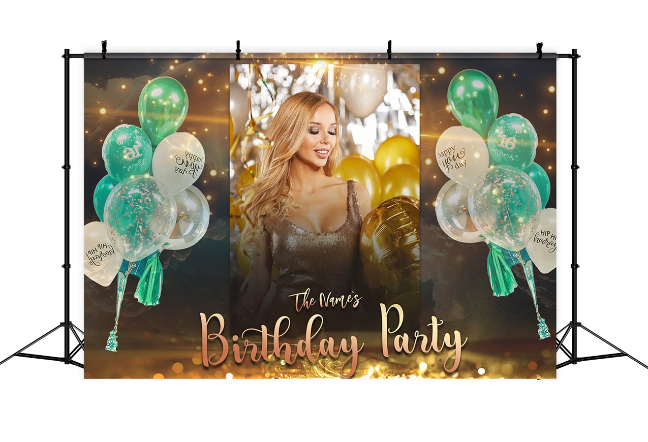 Toile de fond Anniversaire Lumières Scintillantes Ballons Personnalisée RR1-90