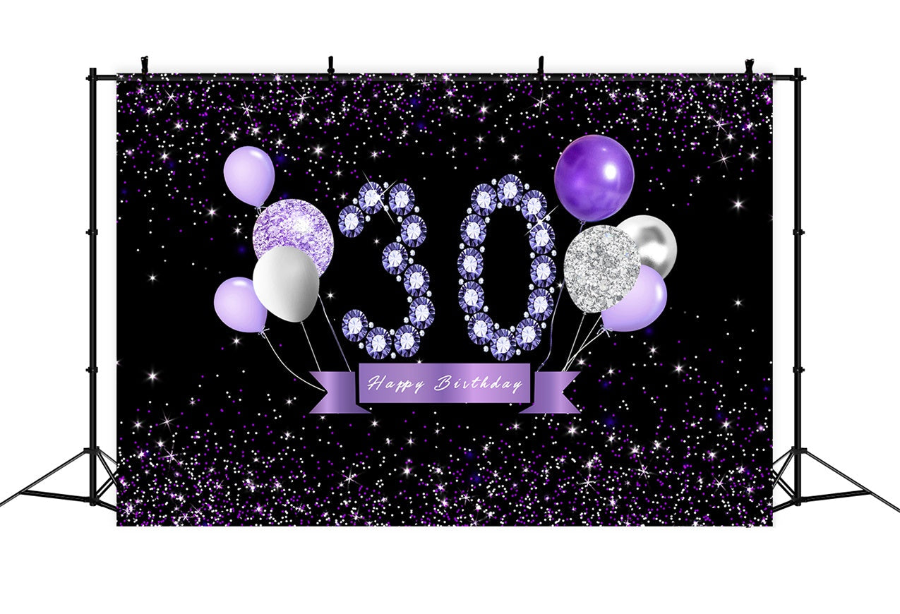 Toile de fond Ballons Anniversaire 30e Cristal Violet Personnalisé BRR12-32