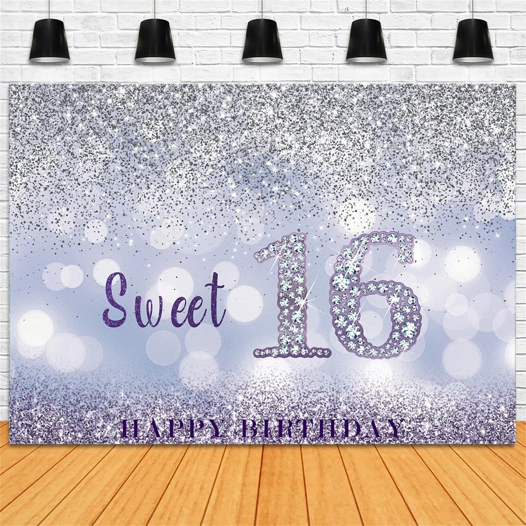 Toile de fond Anniversaire Personnalisable Sweet 16 Paillettes BRR12-41