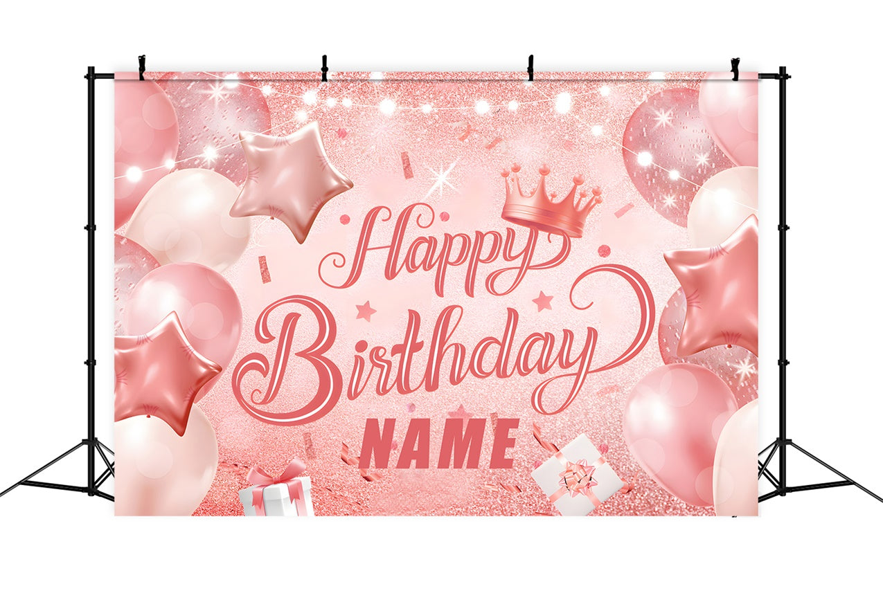 Toile de fond Ballon Anniversaire Personnalisé Ballon Rose Pailleté BRR12-61