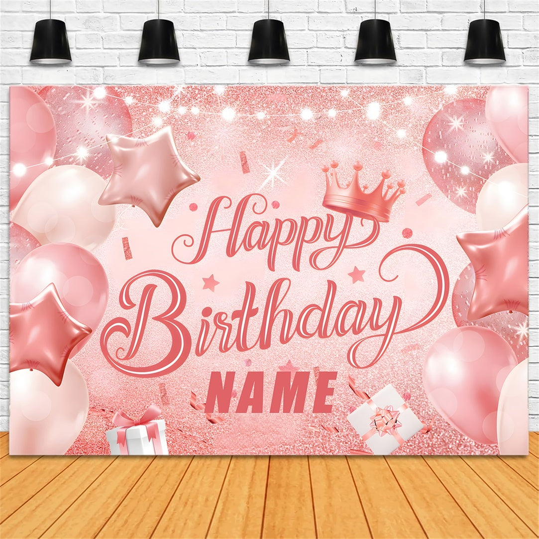 Toile de fond Ballon Anniversaire Personnalisé Ballon Rose Pailleté BRR12-61