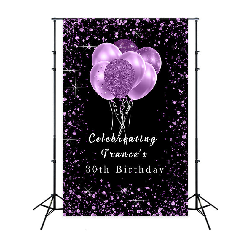 Toile de fond Ballon Anniversaire Personnalisé Pailletés 30e BRR12-70