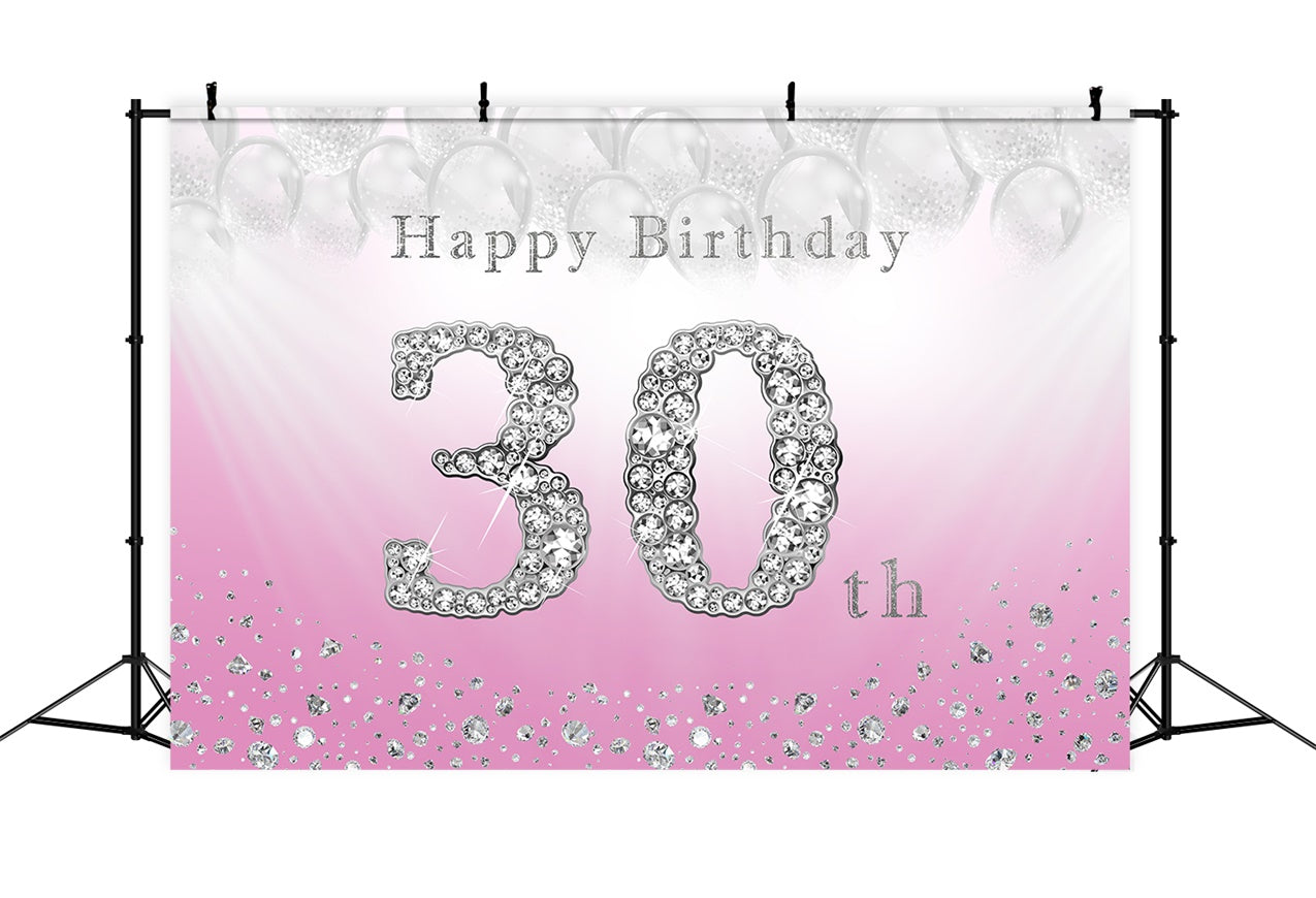 Toile de fond Anniversaire 30e Année Photo Cristal Rose Argent RR12-82